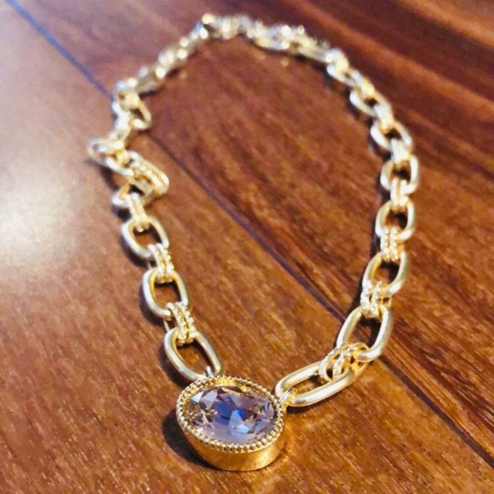 Chunky Oval Choker/Necklace w/ Swarovski Crystal